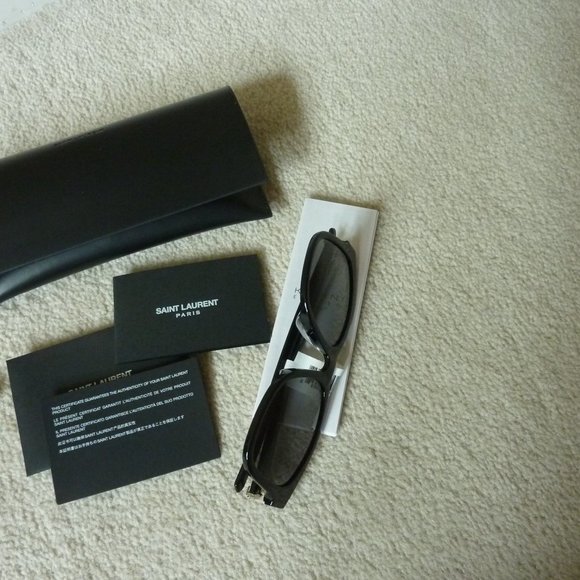 Saint Laurent YSL Logo Side Polarized Acetate Sunglasses (Black) - Picture 6 of 14